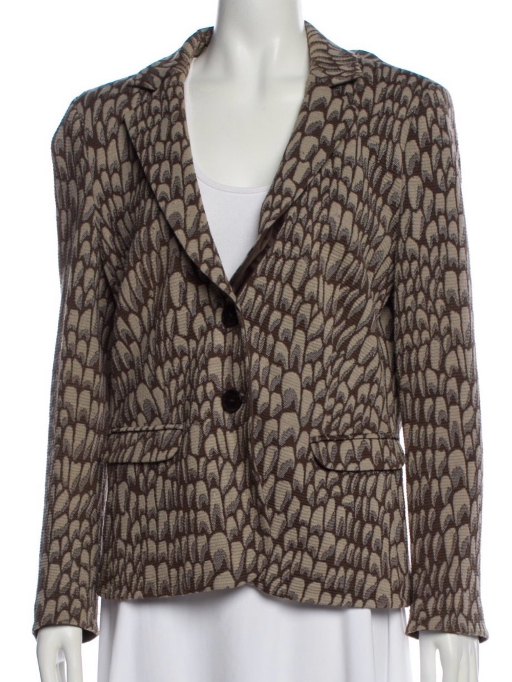 Armani Collezioni Brown Patterned Women's Blazer Jacket old money luxury
